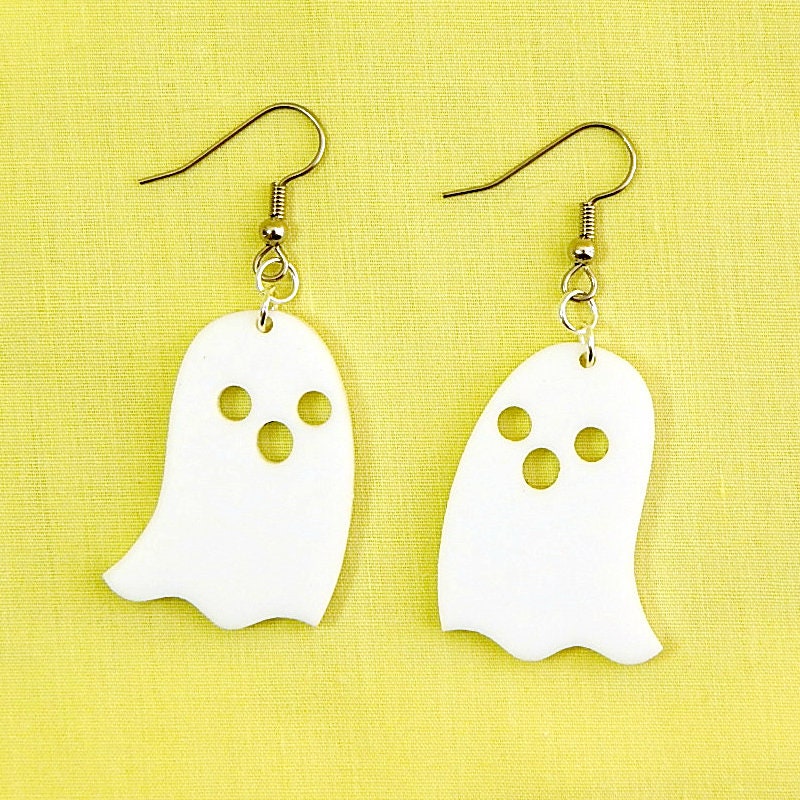 White Acrylic Ghost Dangle Earrings