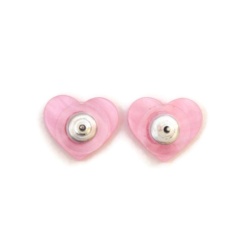 Pink Pearl Heart Stud Earrings