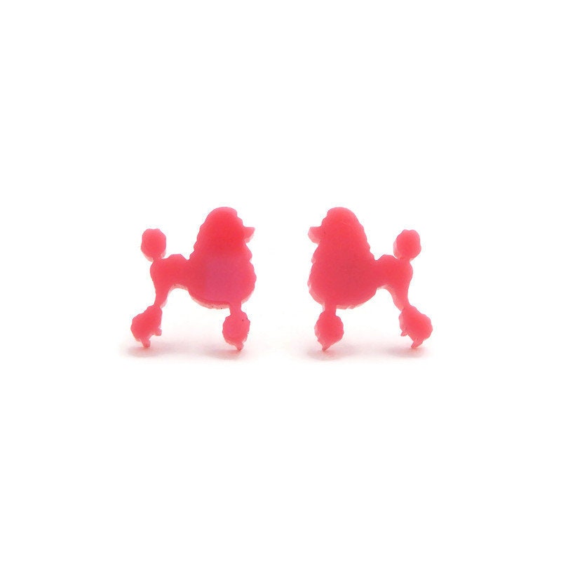 Pink Poodle Stud Earrings