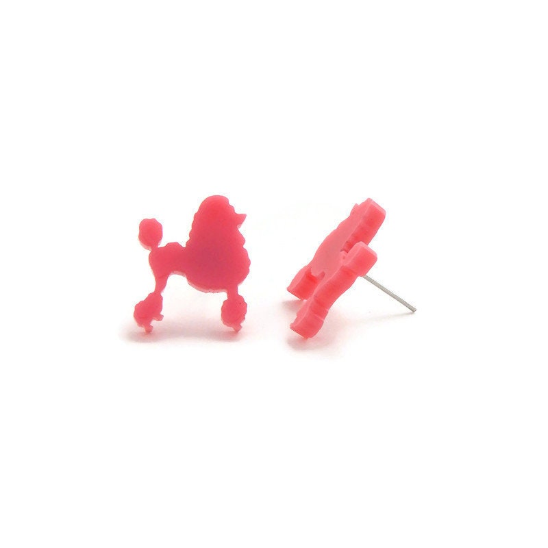 Pink Poodle Stud Earrings