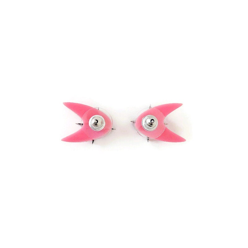 Pink Mid Century Boomerang Stud Earrings