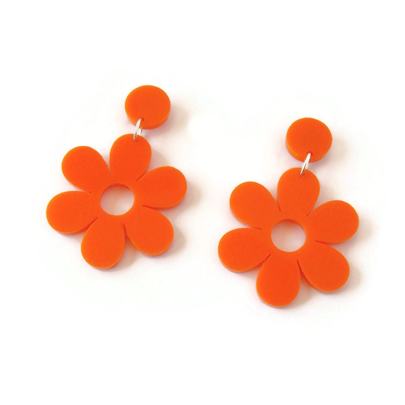 Orange Mod Daisy Dangles