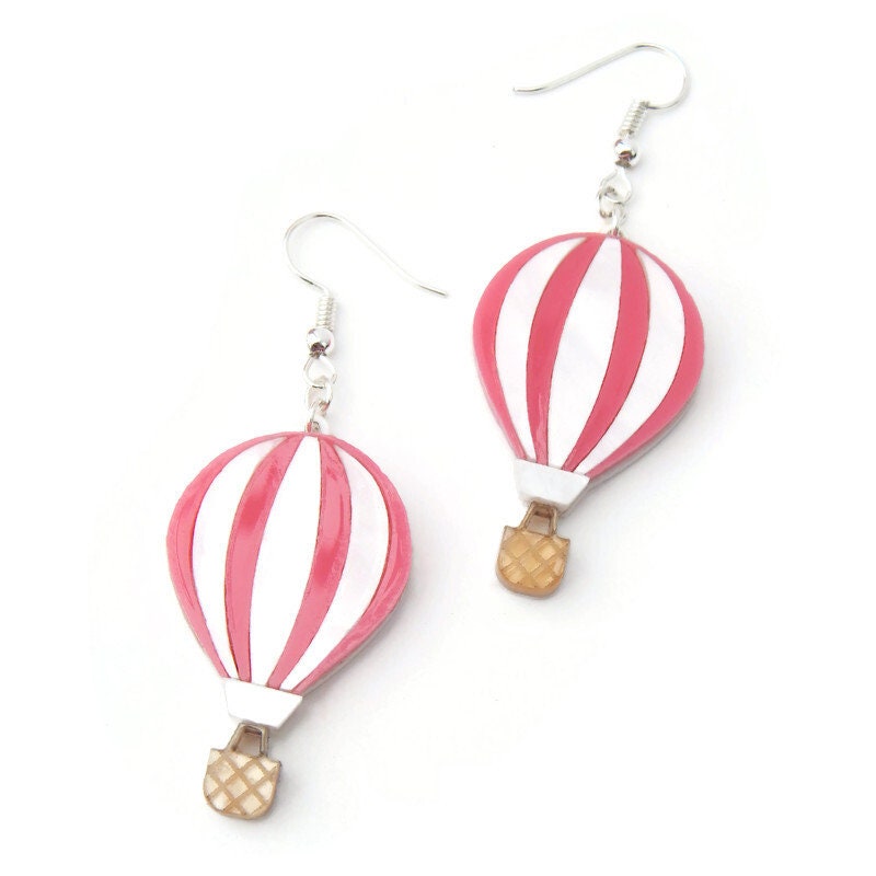 Pink Hot Air Balloon Earrings