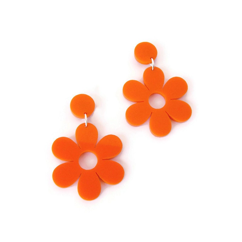 Orange Mod Daisy Dangles