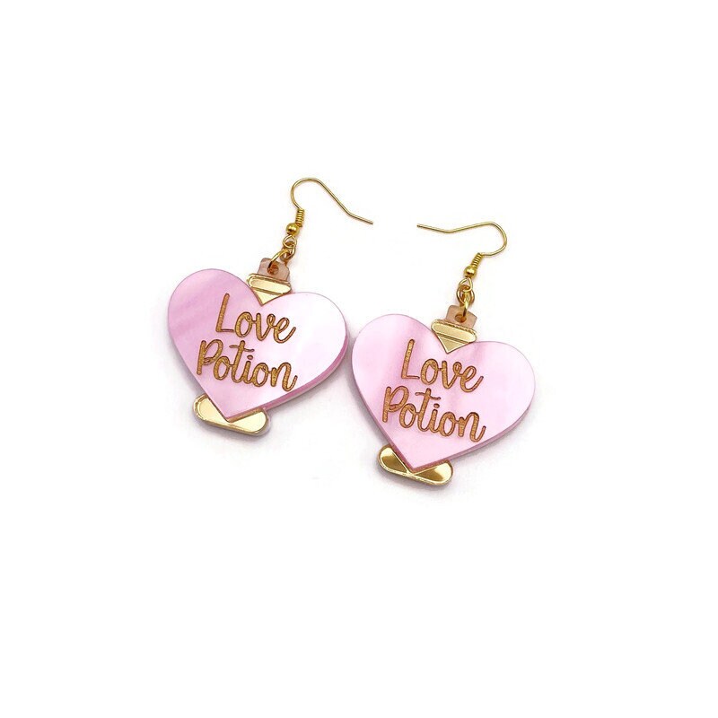 Pink and Gold Love Potion Earrings