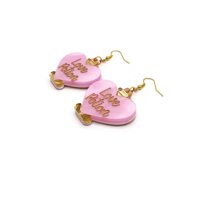 Pink and Gold Love Potion Earrings