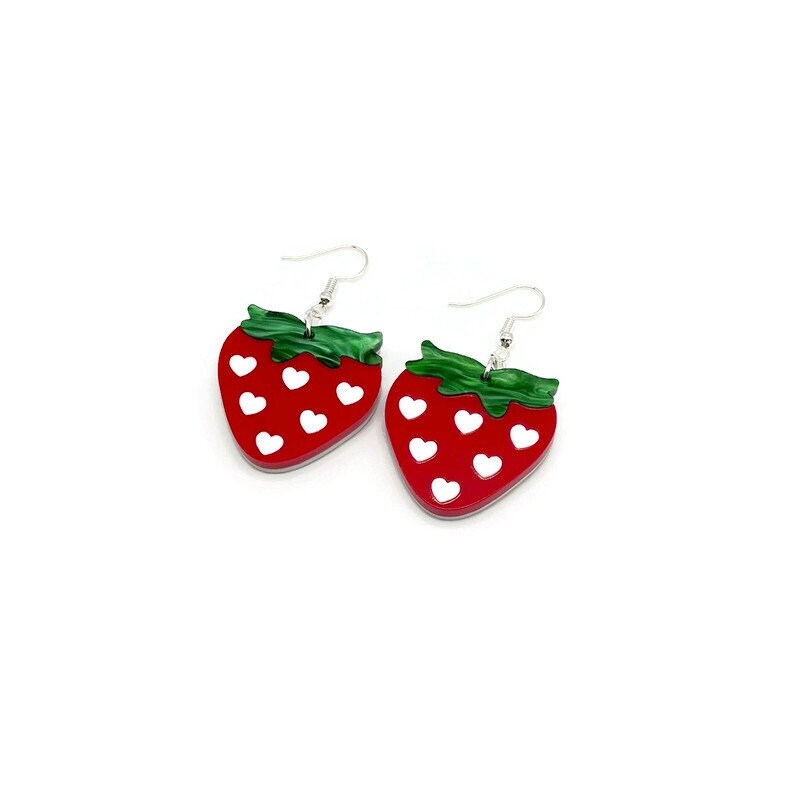 Cute Strawberry Love Dangle Earrings