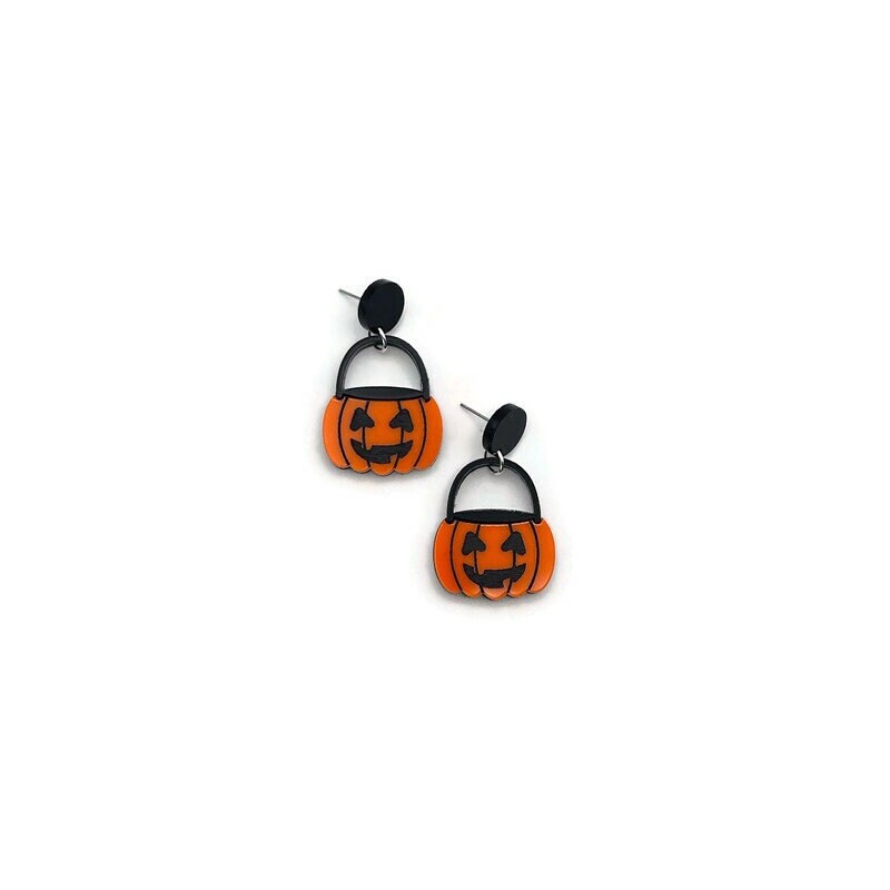 Orange Pumpkin Buckets Earrings
