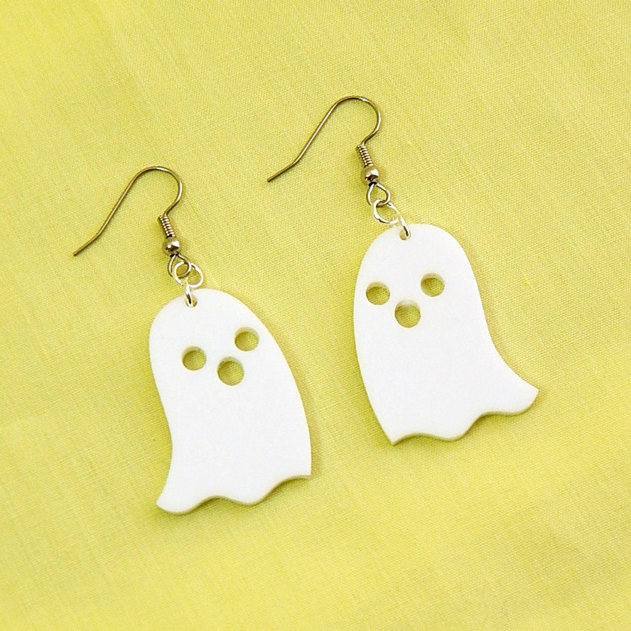 White Acrylic Ghost Dangle Earrings