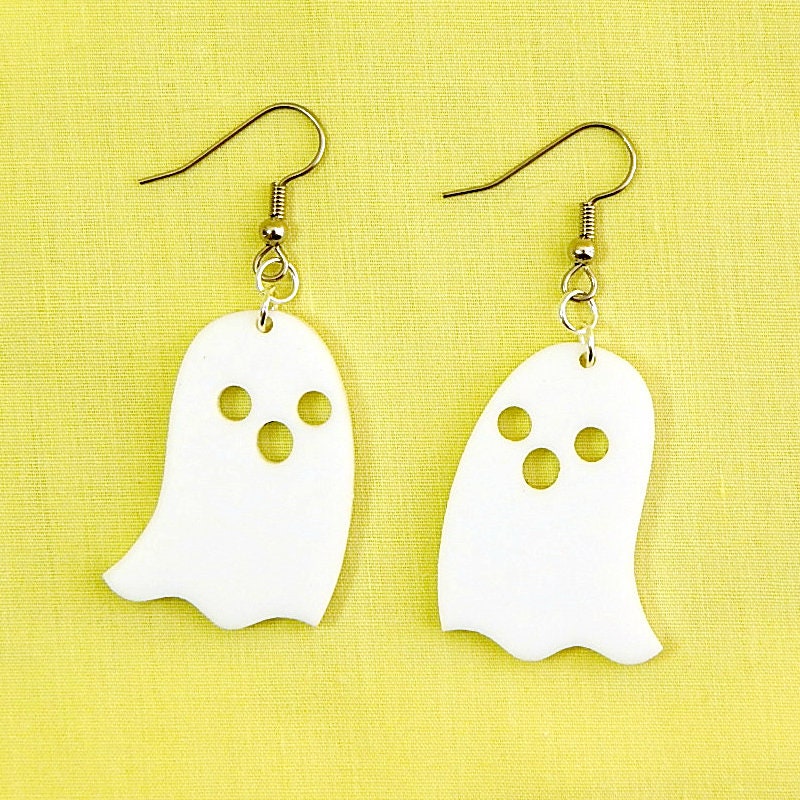 White Acrylic Ghost Dangle Earrings