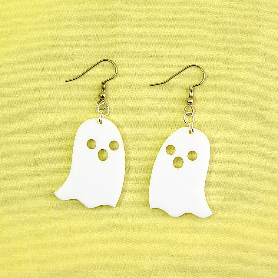 White Acrylic Ghost Dangle Earrings