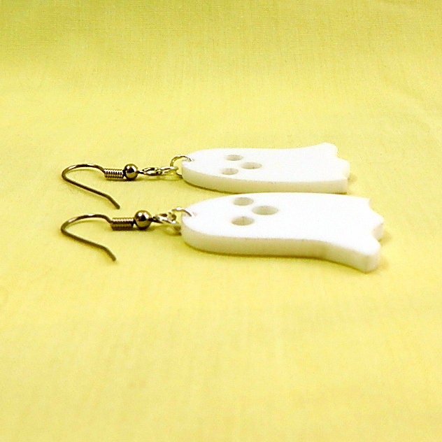 White Acrylic Ghost Dangle Earrings