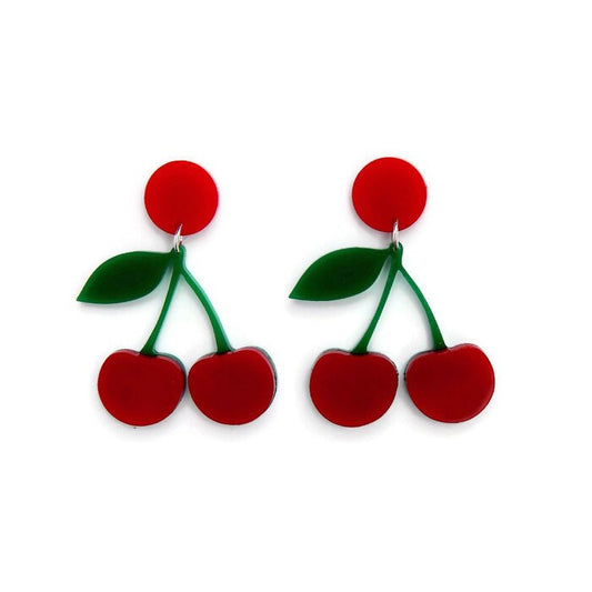 Retro Red Cherry Earrings