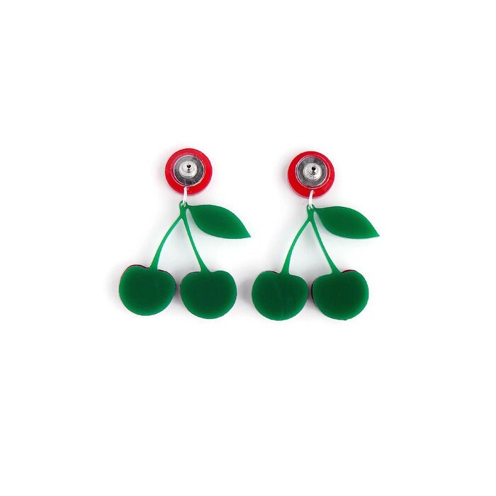 Retro Red Cherry Earrings