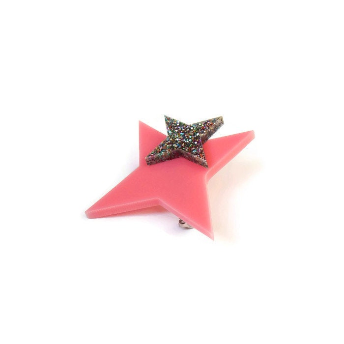 Pink Atomic Starburst Brooch