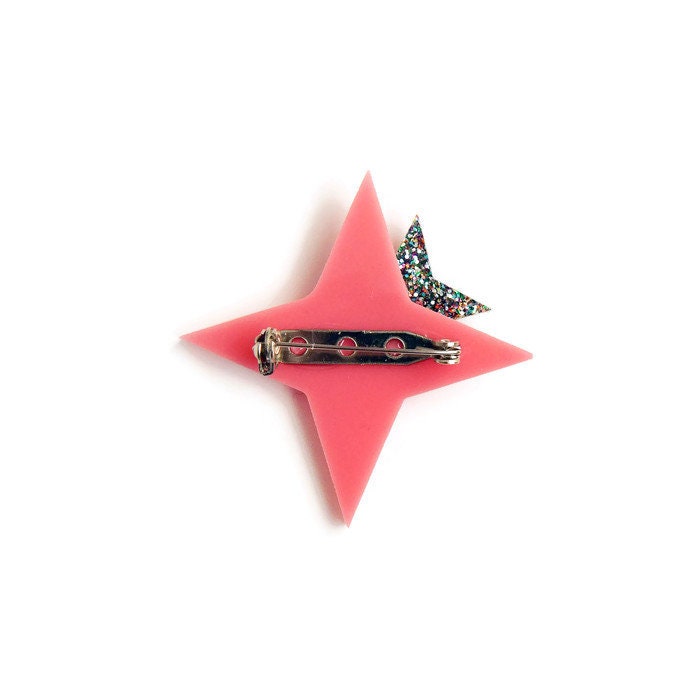 Pink Atomic Starburst Brooch