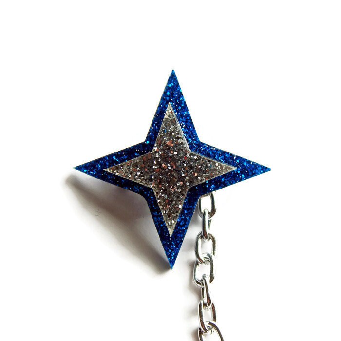 Blue and Silver Glitter Starburst Sweater Clip