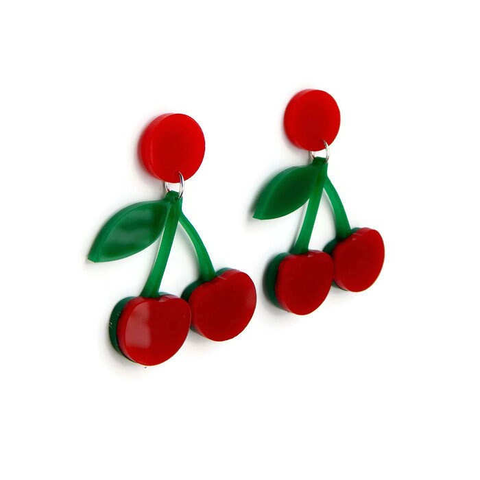 Retro Red Cherry Earrings