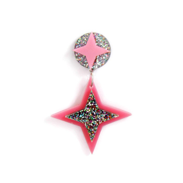 Retro Pink Starburst Earrings