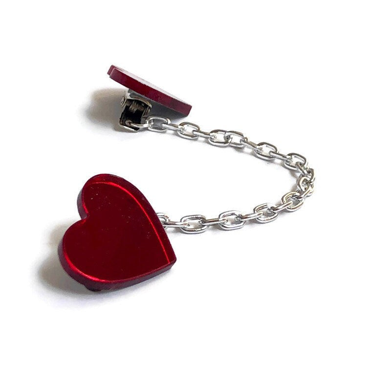 Red Mirror Heart Sweater Clip