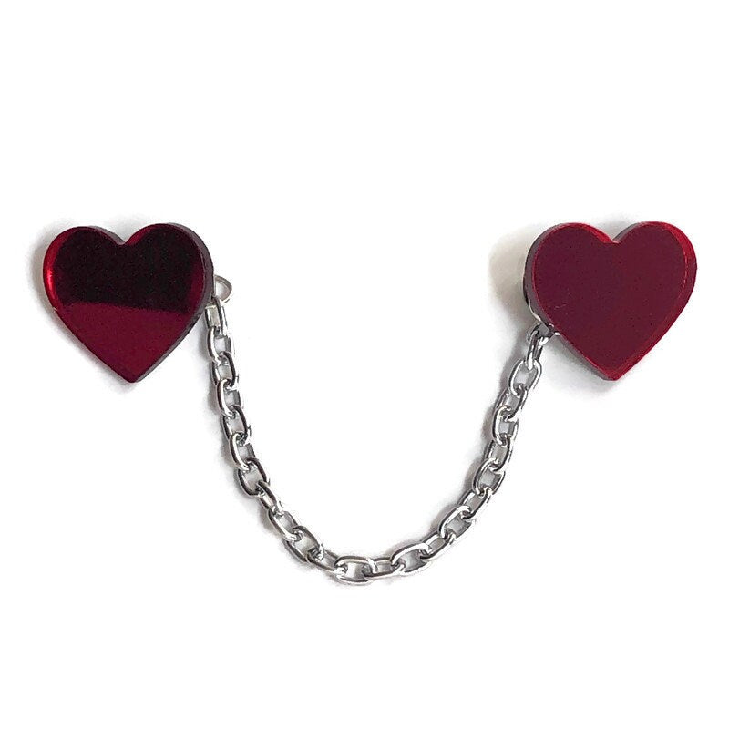 Red Mirror Heart Sweater Clip