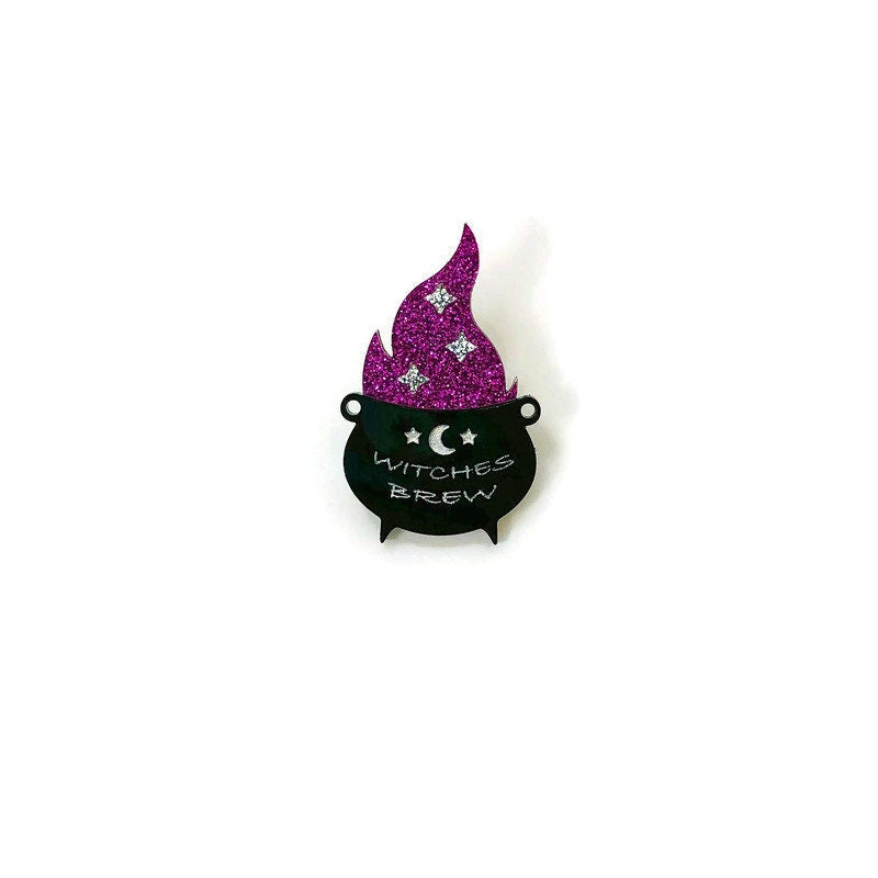 Witches Brew Cauldron Acrylic Brooch