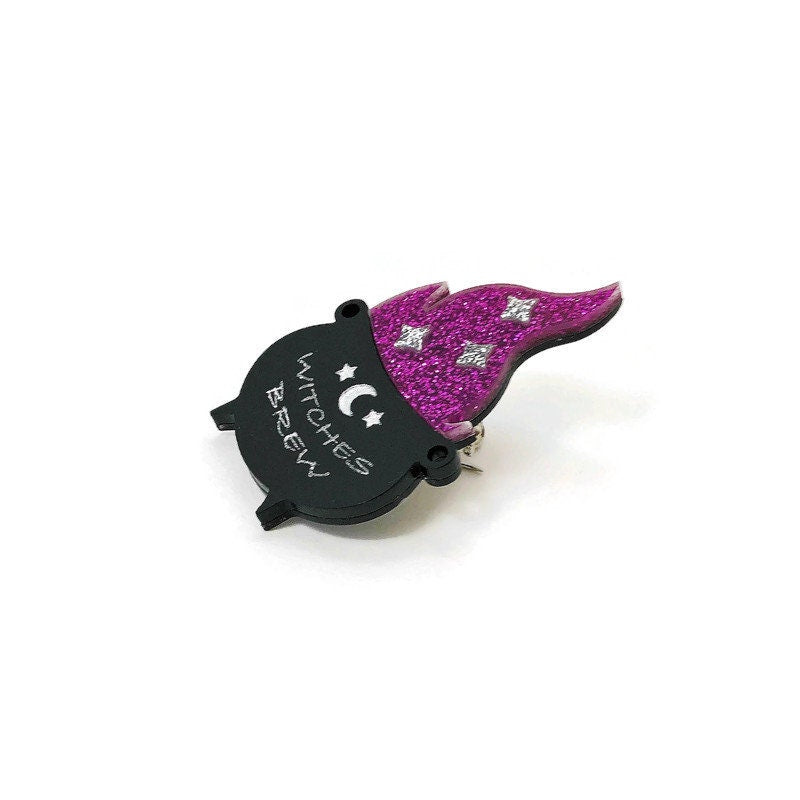 Witches Brew Cauldron Acrylic Brooch