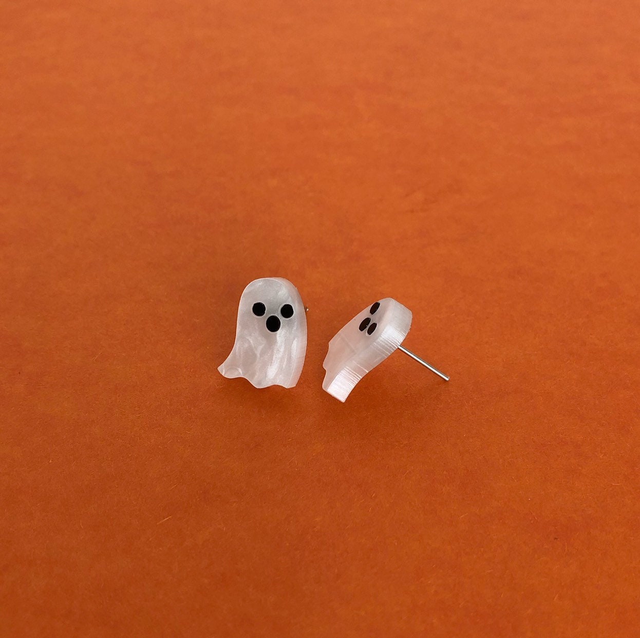 White Pearl Ghost Stud Earrings