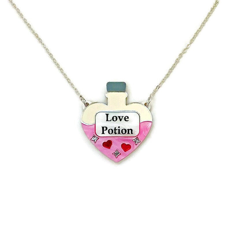 Love Potion Laser Cut Acrylic Necklace