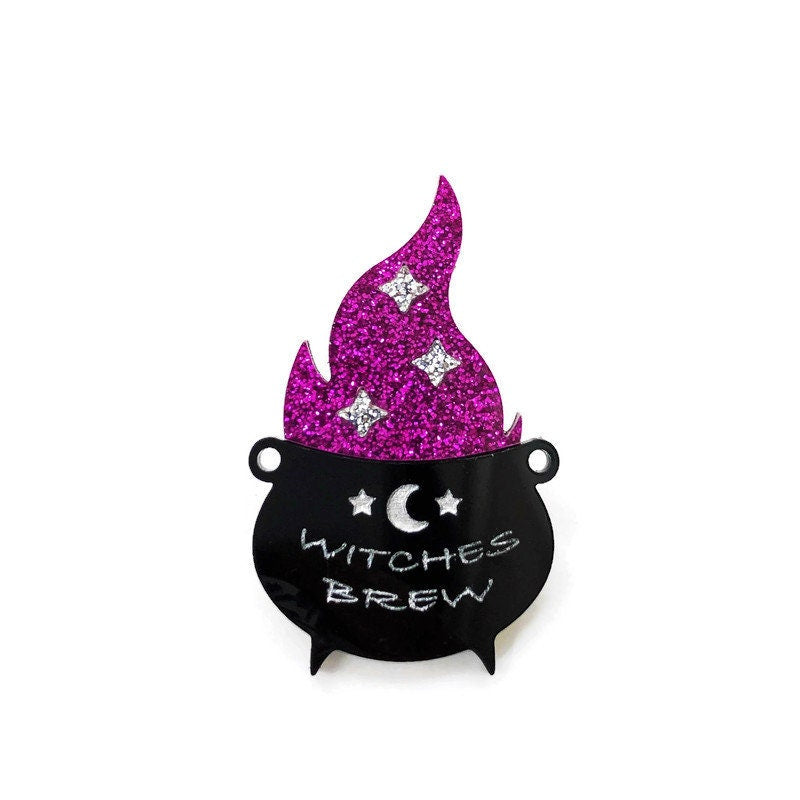 Witches Brew Cauldron Acrylic Brooch