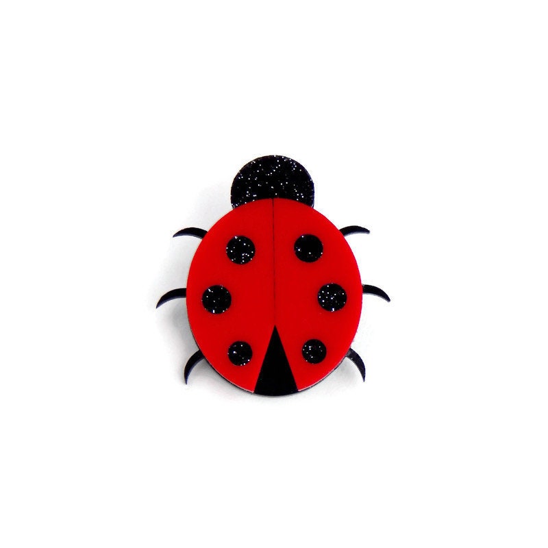 Red and Black Acrylic Ladybug Brooch