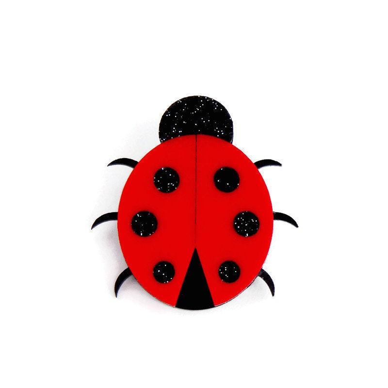 Red and Black Acrylic Ladybug Brooch