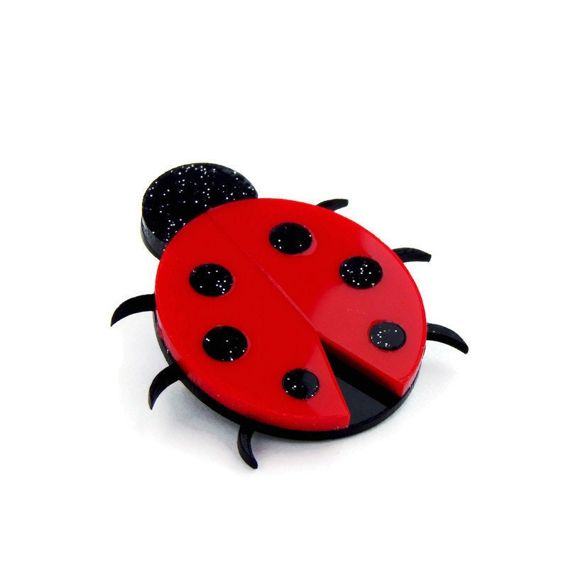 Red and Black Acrylic Ladybug Brooch