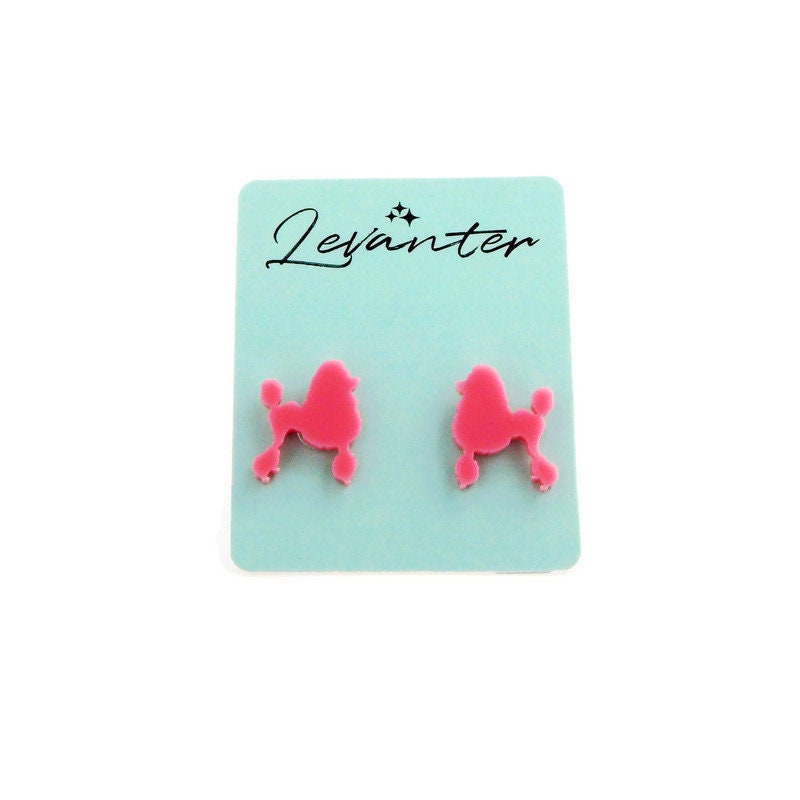 Pink Poodle Stud Earrings