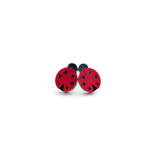 Red and Black Ladybug Stud Earrings