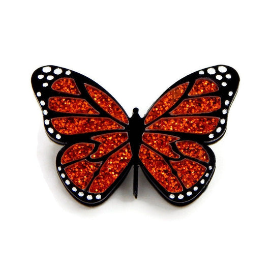 Orange and Black Monarch Butterfly Brooch