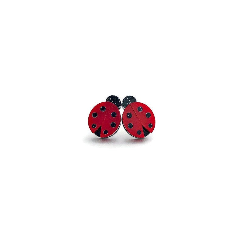 Red and Black Ladybug Stud Earrings