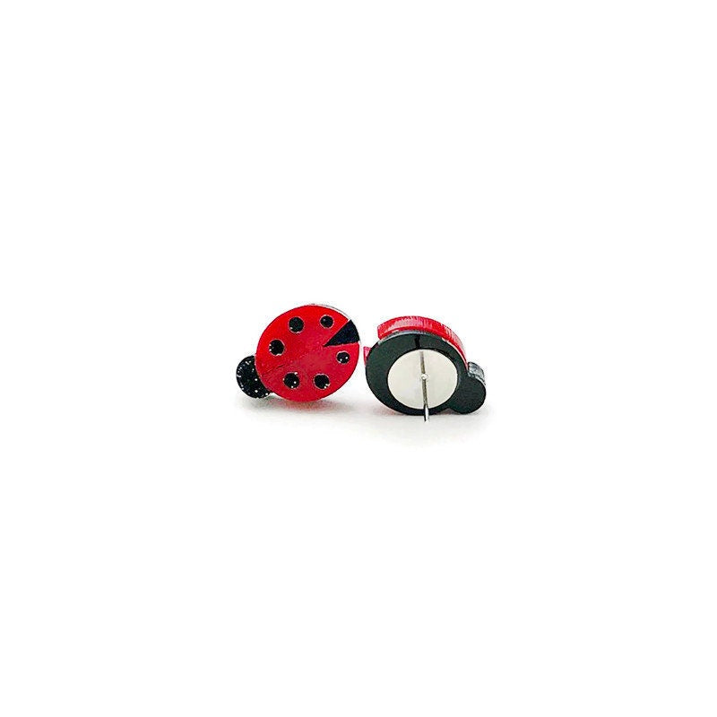 Red and Black Ladybug Stud Earrings