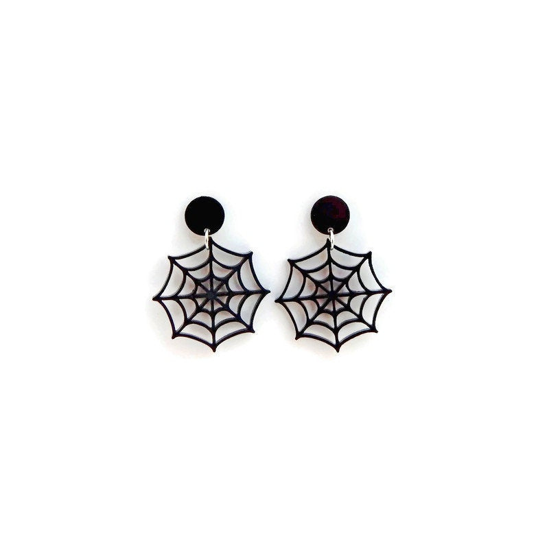 Black Laser Cut Spiderweb Earrings