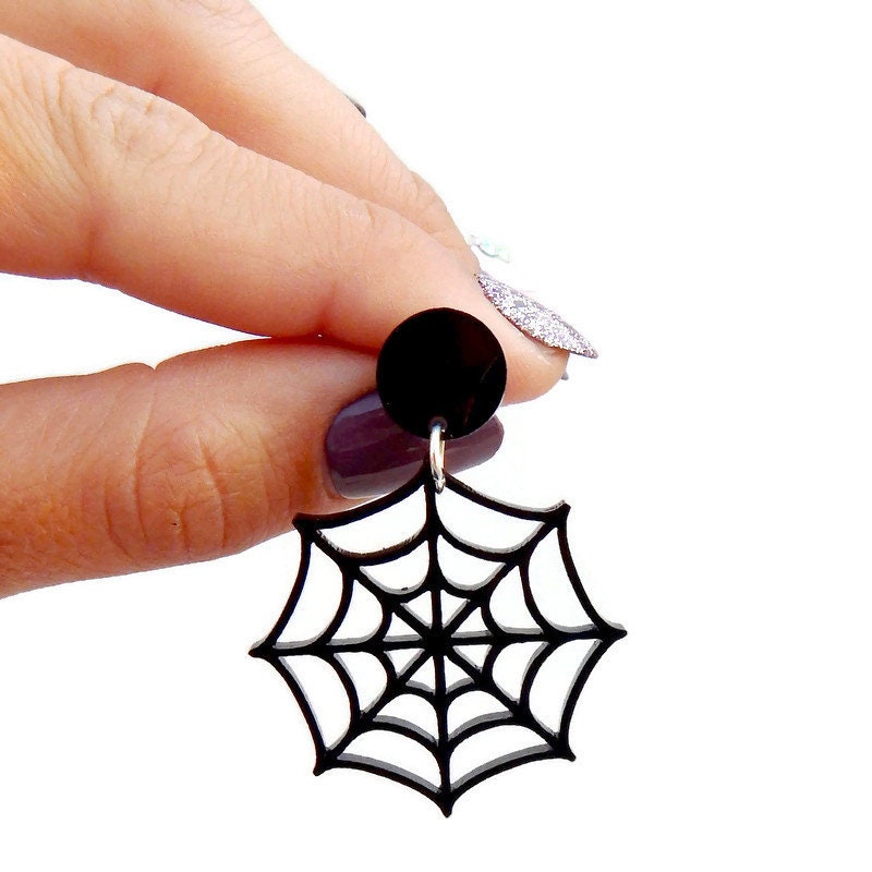 Black Laser Cut Spiderweb Earrings