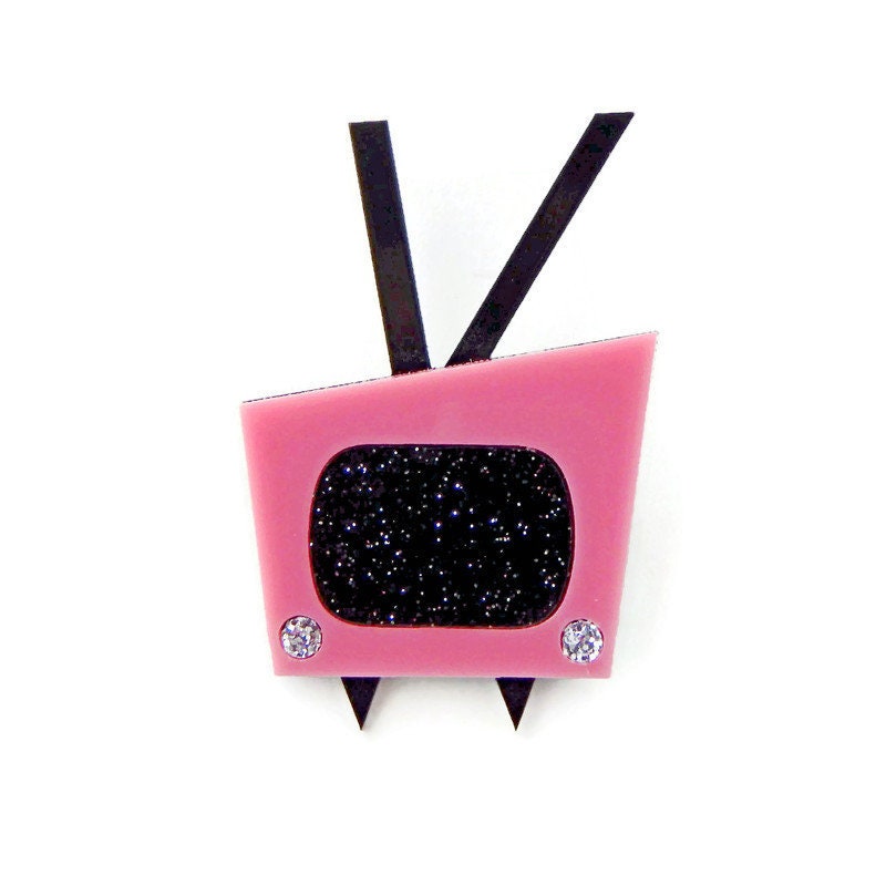 Retro Pink TV Brooch