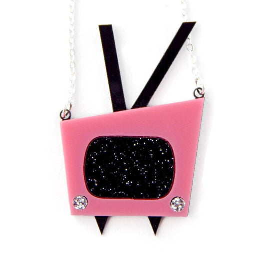 Retro 1950s Pink TV Necklace