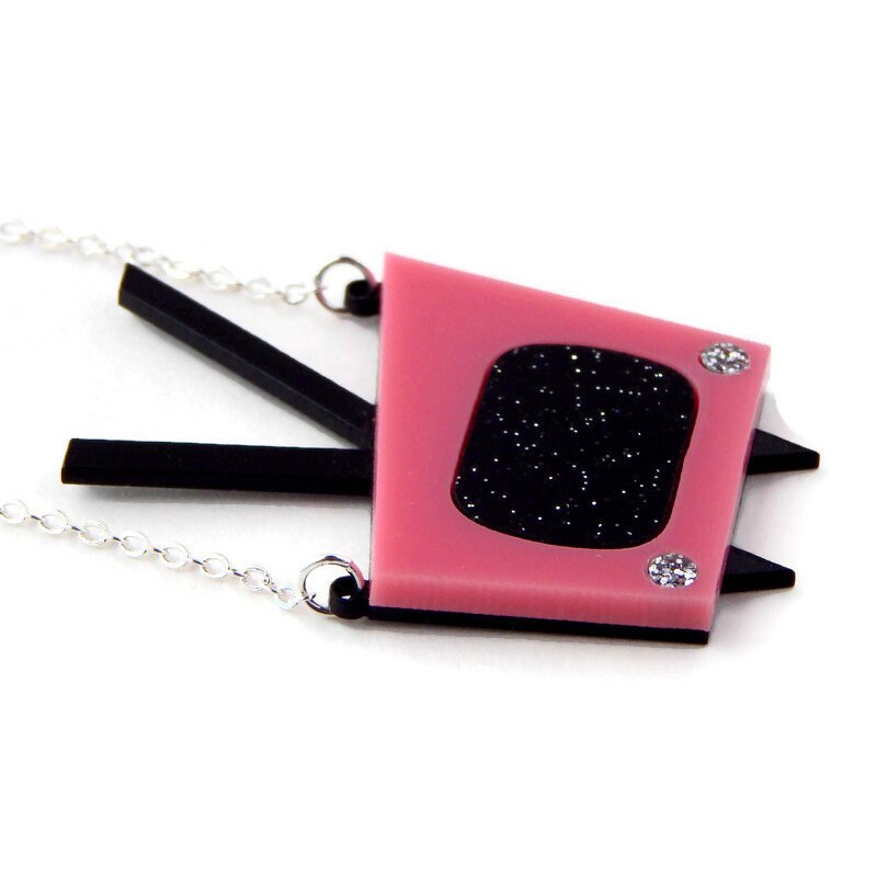 Retro 1950s Pink TV Necklace