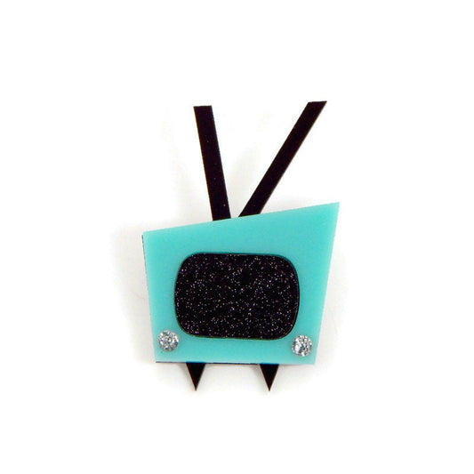 Retro Aqua TV Brooch