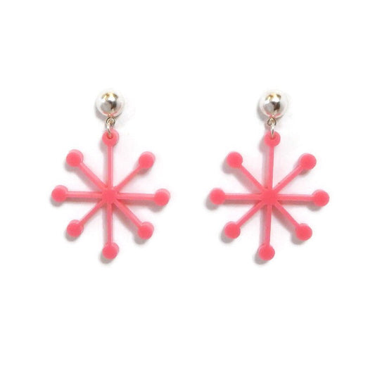 Pink Mid Century Modern Sputnik Dangle Earrings