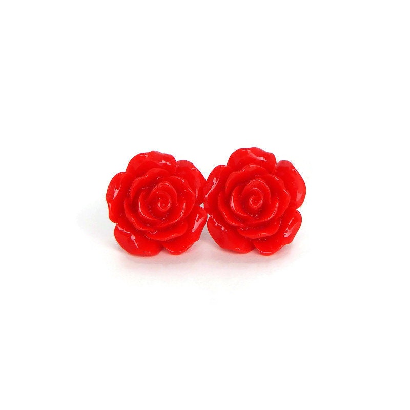 Red Rose Earrings