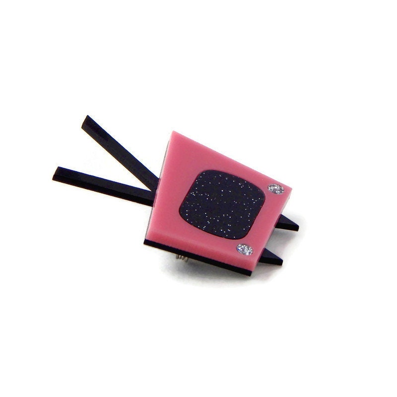 Retro Pink TV Brooch