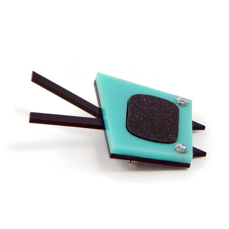 Retro Aqua TV Brooch