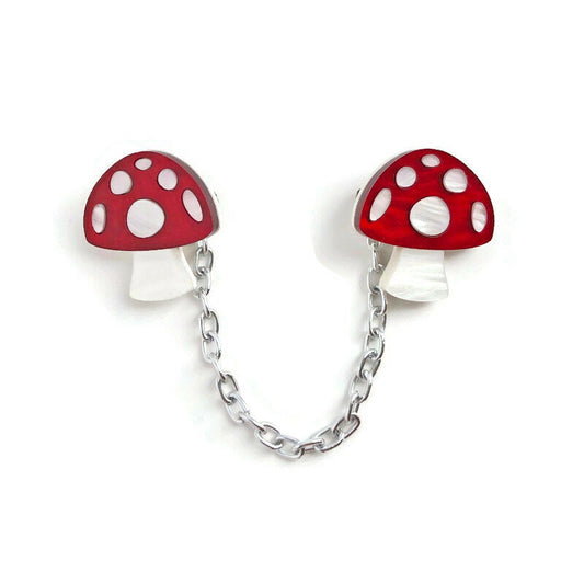 Red and White Mushroom Sweater Clip