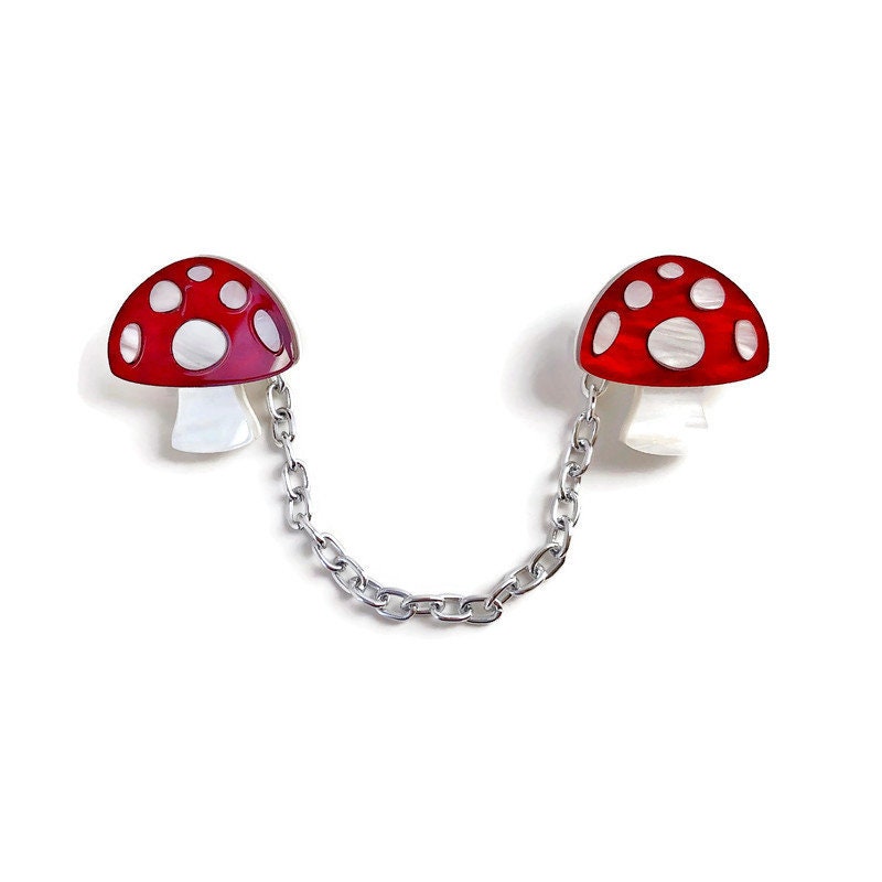 Red and White Mushroom Sweater Clip